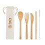 Set de couverts | Avec paille | Bambou | Acier inoxydable