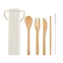 Set de couverts | Avec paille | Bambou | Acier inoxydable
