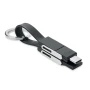 Porte-clés | Plastique et métal | Avec câble de charge 4-en-1 | Type-C, Type-A et Micro USB