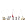 Kerstboomhangers | Hout | Kartonnen doos met doorzichtige deksel | Set van 6