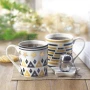 Set de tazas con filtro de té y platito | 21 x 9,5 x 15 cm | Cerámica porcelana | Caja de regalo