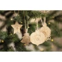 Ornamenten set | Hout & jute | Set van 6 | Kerstontwerpen