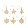 Ornamenten set | Hout & jute | Set van 6 | Kerstontwerpen
