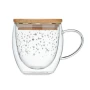 Double wall mug | Borosilicate & Bamboo lid | 220ml | Hand wash recommended | Stars design