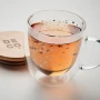 Double wall mug | Borosilicate & Bamboo lid | 220ml | Hand wash recommended | Stars design