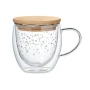 Double wall mug | Borosilicate & Bamboo lid | 220ml | Hand wash recommended | Stars design