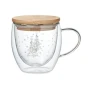 Double wall mug | Borosilicate & Bamboo lid | 220ml | Tree design
