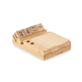 Tischkalender | Bambus | Mit Handyhalter und 50 Haftnotizblättern | Nachhaltig