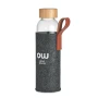 Bouteille d'eau | Verre | 500 ml | Avec couvercle en bambou | Poignée en PU | Pochette en feutre de polyester RPET