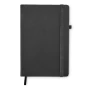 A5 notebook | Recycled paper & latex PU | 192 lined pages | Closure strap with pen holder