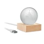 Sfera di vetro Led con Babbo Natale | Base in legno di gomma | 6,1 x 6 x 7,5 cm | Ornamento natalizio