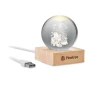 Sfera di vetro Led con Babbo Natale | Base in legno di gomma | 6,1 x 6 x 7,5 cm | Ornamento natalizio