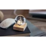 Sfera di vetro Led con Babbo Natale | Base in legno di gomma | 6,1 x 6 x 7,5 cm | Ornamento natalizio