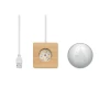 Sfera di vetro Led con Babbo Natale | Base in legno di gomma | 6,1 x 6 x 7,5 cm | Ornamento natalizio