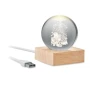 Sfera di vetro Led con Babbo Natale | Base in legno di gomma | 6,1 x 6 x 7,5 cm | Ornamento natalizio