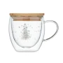 Double wall mug | Borosilicate & Bamboo lid | 220ml | Tree design