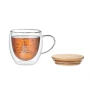 Double wall mug | Borosilicate & Bamboo lid | 220ml | Tree design