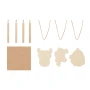 Christmas ornaments | Wood | Set of 3 | With 4 colouring pencils