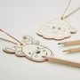 Christmas ornaments | Wood | Set of 3 | With 4 colouring pencils