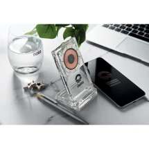 Draadloze oplader met telefoonstandaard | Acryl | 32 × 3,5 × 38 cm | Snel opladen
