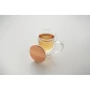 Taza de doble pared con mango | Vidrio | 300 ml | Tapa de bambú