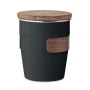 Gobelet | Acier inoxydable recyclé | 350 ml | Avec poignée et couvercle en noyer | Durable