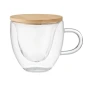 Verre à double paroi | Verre en borosilicate & couvercle en bambou | 180 ml | Haute qualité
