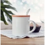 Taza de porcelana con cuchara | 380 ml | Tapa de bambú