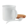 Taza de porcelana con cuchara | 380 ml | Tapa de bambú