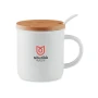 Taza de porcelana con cuchara | 380 ml | Tapa de bambú