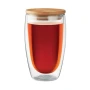 Gobelet en verre | Verre borosilicaté à double paroi | Couvercle en bambou | 450ml