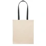 Tote bag | Coton sergé 140 g/m² | 38x42 cm | Max 2,5 kg | Longues anses colorées