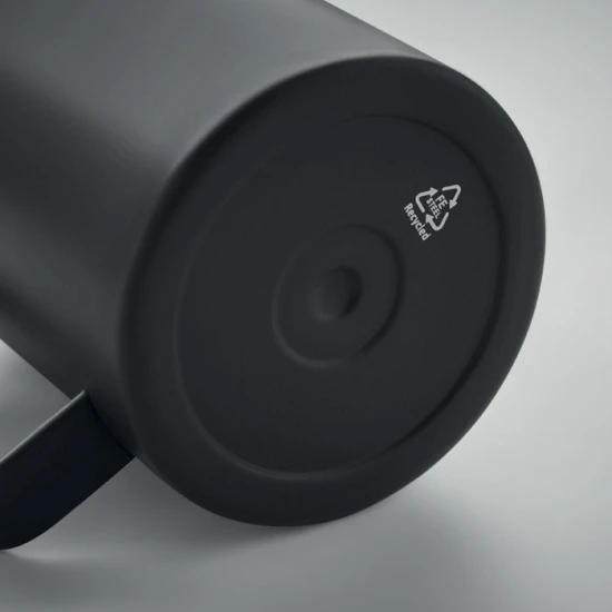 Dubbelwandige Mok | Roestvrijstaal | 300 ml | Met Schuifdeksel Om Te Drinken | Zwart