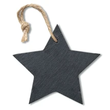 Gancio di decorazione a forma di stella | Wood | Fiocco rosso