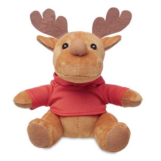 Stuffed reindeer | rPET | Hoodie with removable hood | Red
