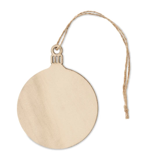 Decoratiehanger | MDF & jute | Vorm van kerstbal | hout