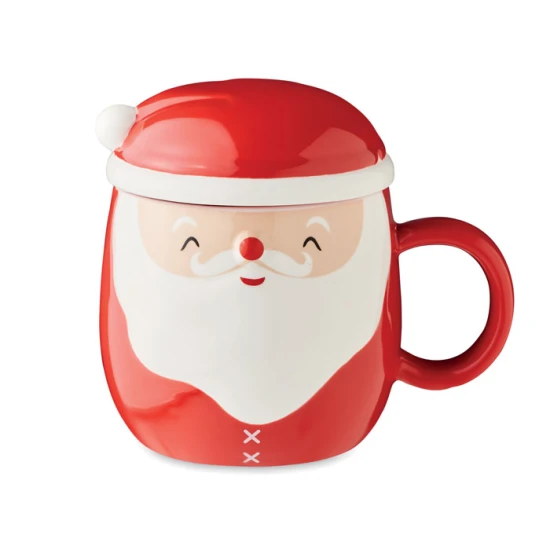 Ceramic Mug | 370 Ml | With lid | red