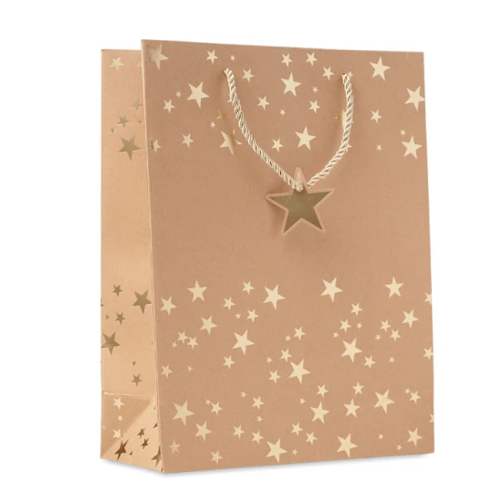 Gift bag | Kraft paper | Incl. Gift tag | Festive design | gold