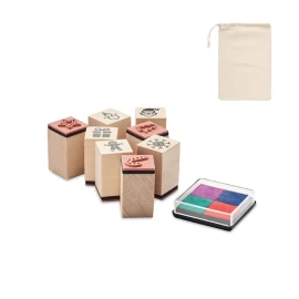 Christmas stamps | Wood | Set of 8 | 4 different colors