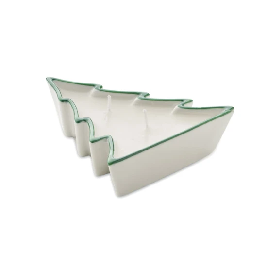 Kaars | Plantaardige was & keramiek | Brandtijd: 4 uur | 2 lonten | Kerstboomvorm | Green