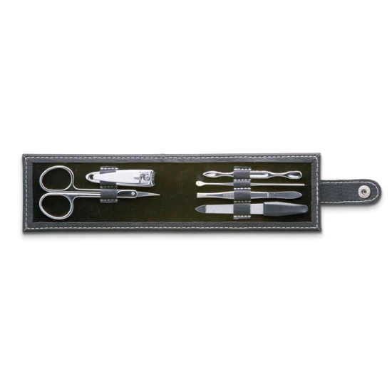 Manicure set | PU leather | 6 tools | black