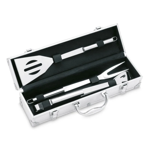 BBQ tools | Aluminium suitcase | 3 pieces | silver