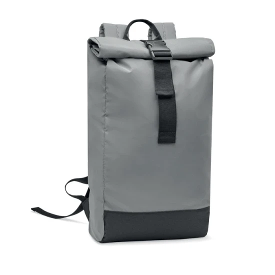 Rolltop-rugzak | 190T polyester | 15" | 26 x 66 x 13 cm | Computerrugzak | matt silver