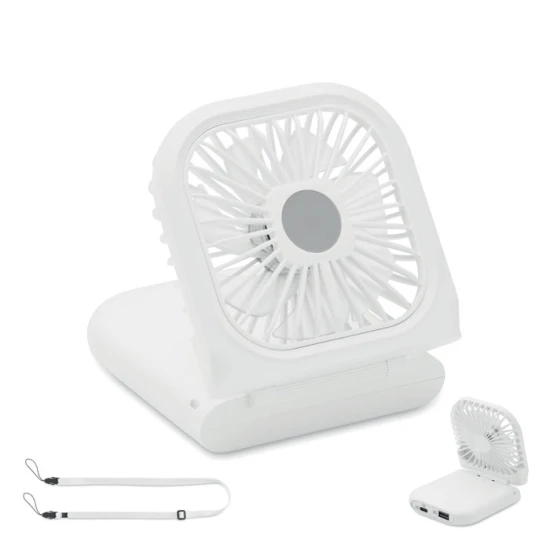 Bureau ventilator | ABS | 16x8x1,5 cm | Inclusief powerbank en verstelbare nekband | wit