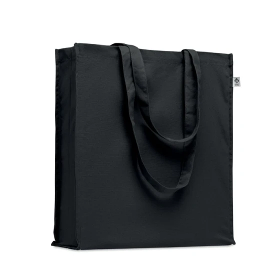 Shopping bag with long handles | Organic cotton 220 gr/m² | 38x9x42cm | black