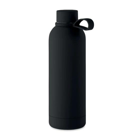 Thermosfles | Gerecycled roestvrij staal & siliconen | 500ml | Met rubberen afwerking | Black