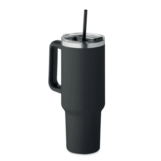Double walled tumbler | Stainless steel | Straw | 1.2L | Stanley look a like | black