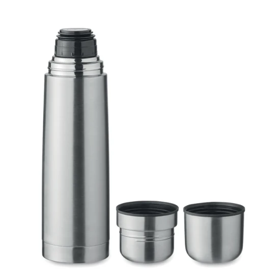 Thermos flask | Recycled stainless steel | 750ml | Incl. 2 cups of 125ml | matt silver