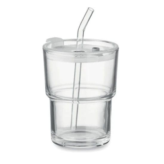 Tumbler | Glass | 400 ml | With removable straw | transparent