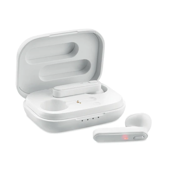 Earbuds | ABS | Wireless | With charging station | white